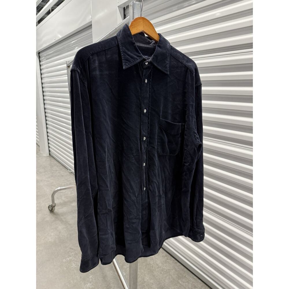 New England‎ Shirt Company Valour Shirt Men Dark Blue Button Front Italian XXL.